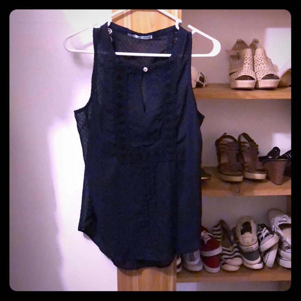 Navy sheer top